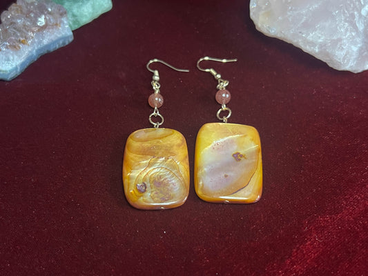 Amber Strawberry Quartz Earrings