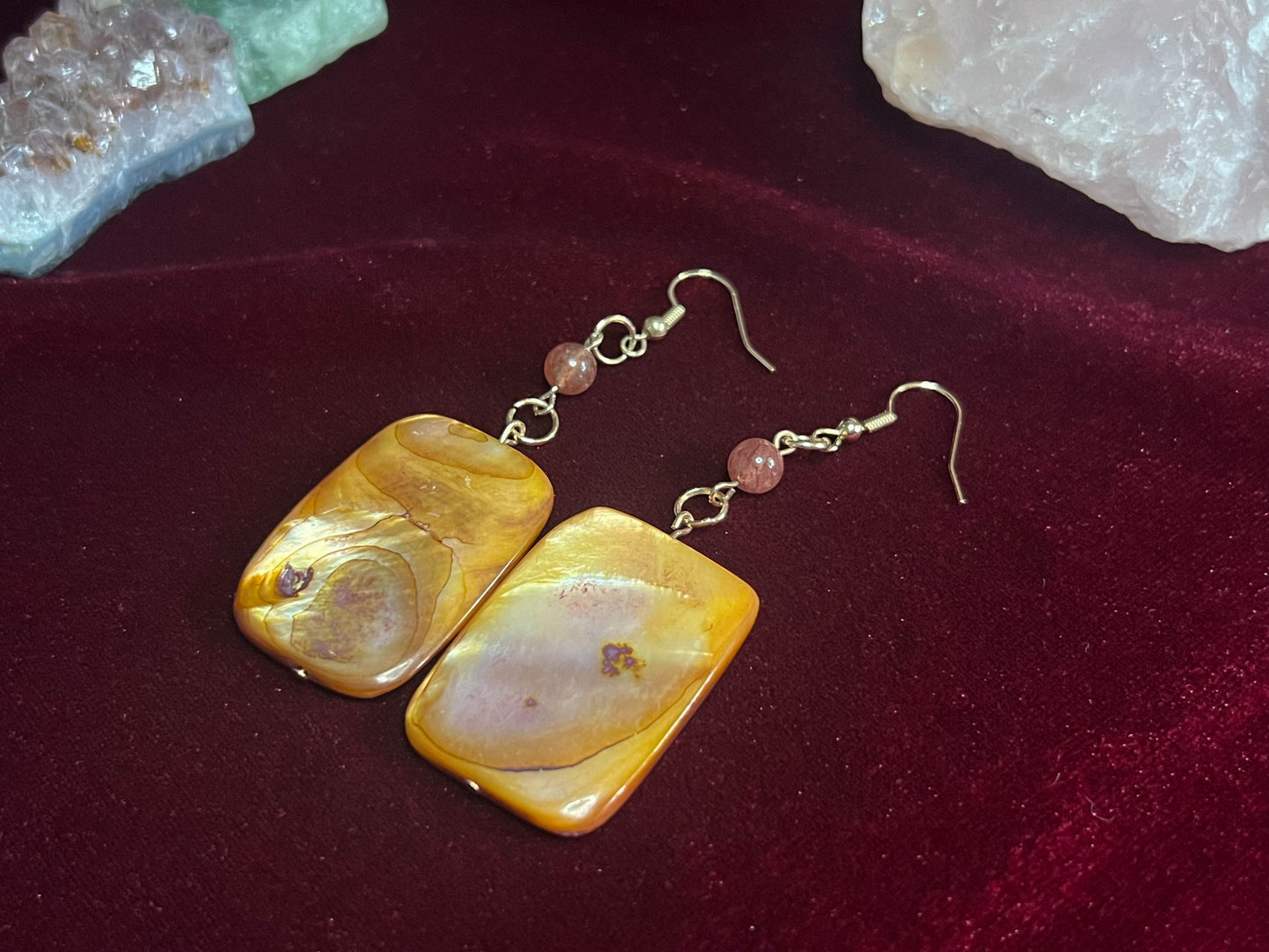 Amber Strawberry Quartz Earrings
